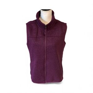Eddie Bauer Women's Purple Zip-Up Fleece Vest Large Hiking Outdoor Casual Style